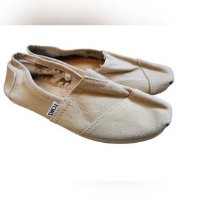 TOMS Canvas Slip-Ons in Light Beige